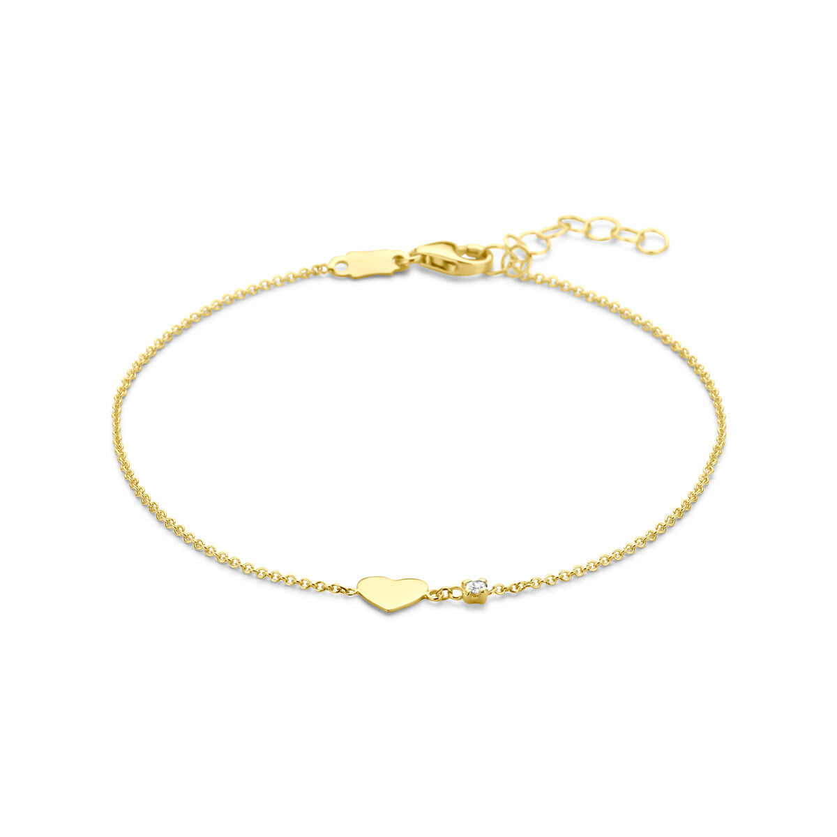 Fantasy Collection Armband hartje diamant 0.02ct h si 16 + 2 cm 14K geelgoud