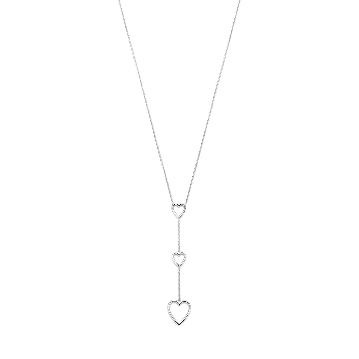 Y-collier hartjes zilver gerhodineerd 41 + 4 cm