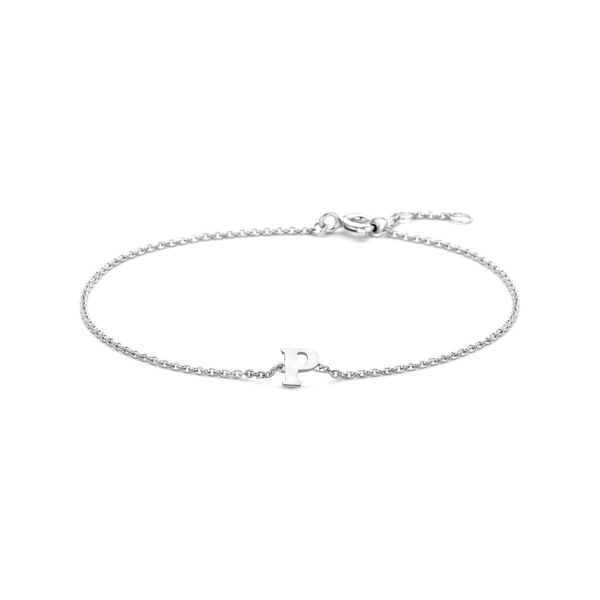 Armband letter P zilver gerhodineerd #Letter_P