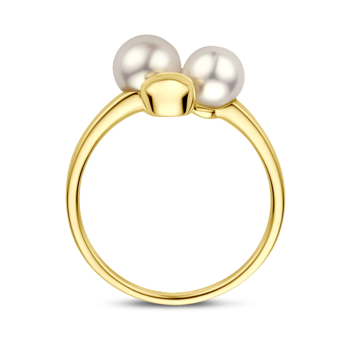 Fantasy Collection Ring parels en diamant 0.02ct h si 14K geelgoud