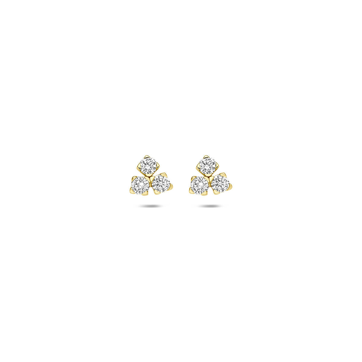 Oorknoppen lab grown diamant 0.07ct (2x 0.035ct) f vs 14K geelgoud 4,5 mm