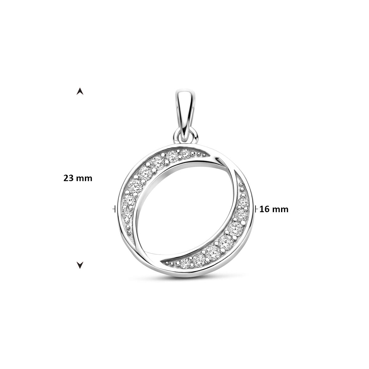 Zilveren gerhodineerde hanger zirkonia 23 mm - 1341907 - PansiteNederland.nl