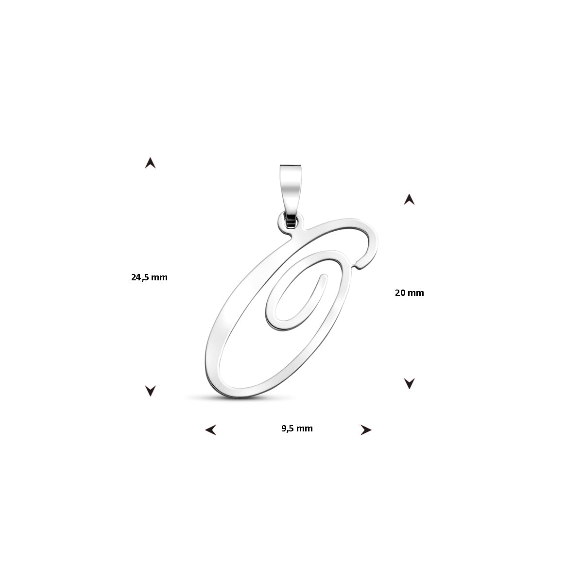 Hanger sierletter O 20 mm zilver #Letter_O