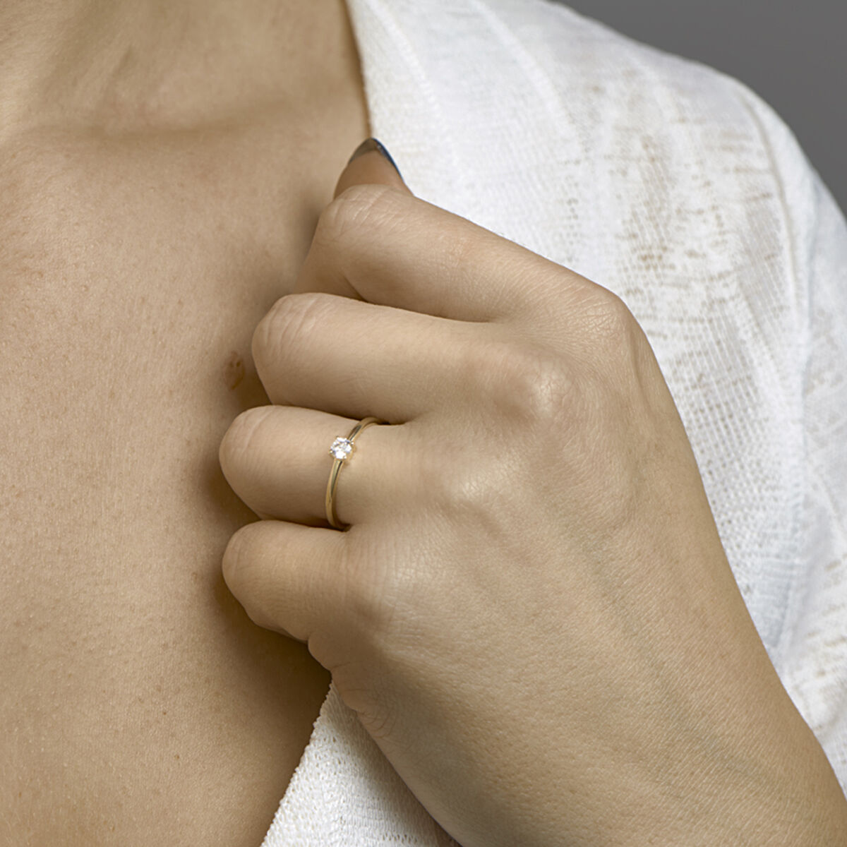 Ring zirkonia 14K geelgoud