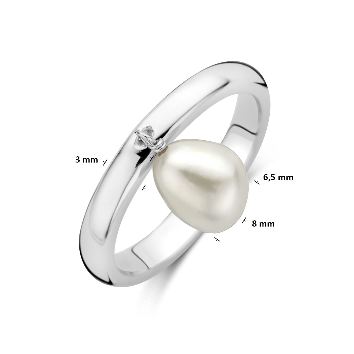 Ring parel zilver gerhodineerd