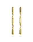 14K geelgouden oorhangers diamant 0.06ct 2x 0.03ct h si 32 mm - 4034621