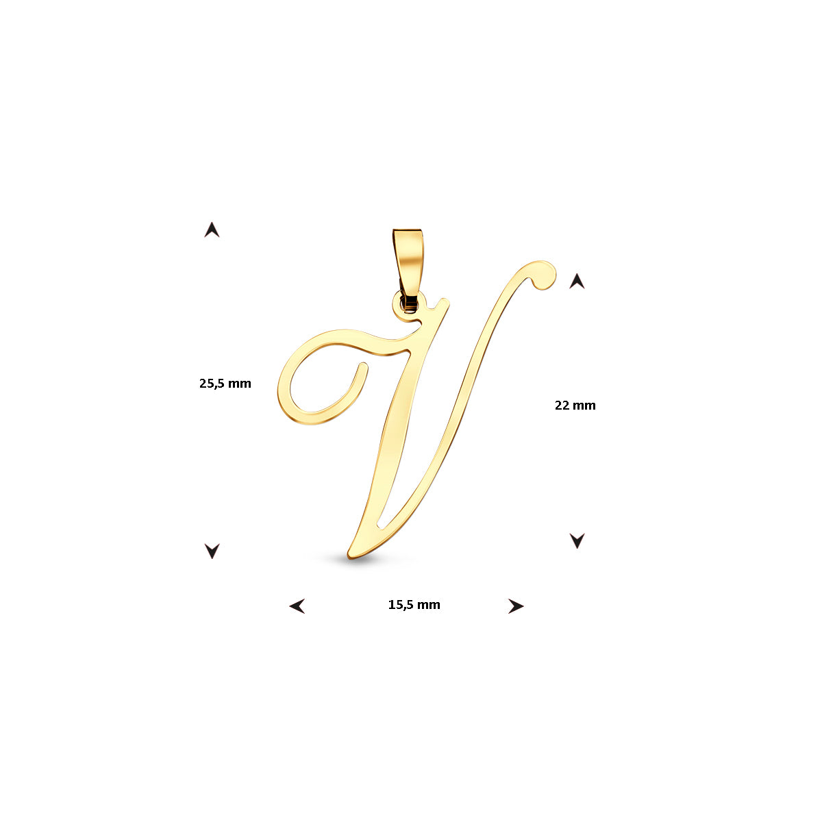 Hanger sierletter V 22 mm 14K geelgoud #Letter_V