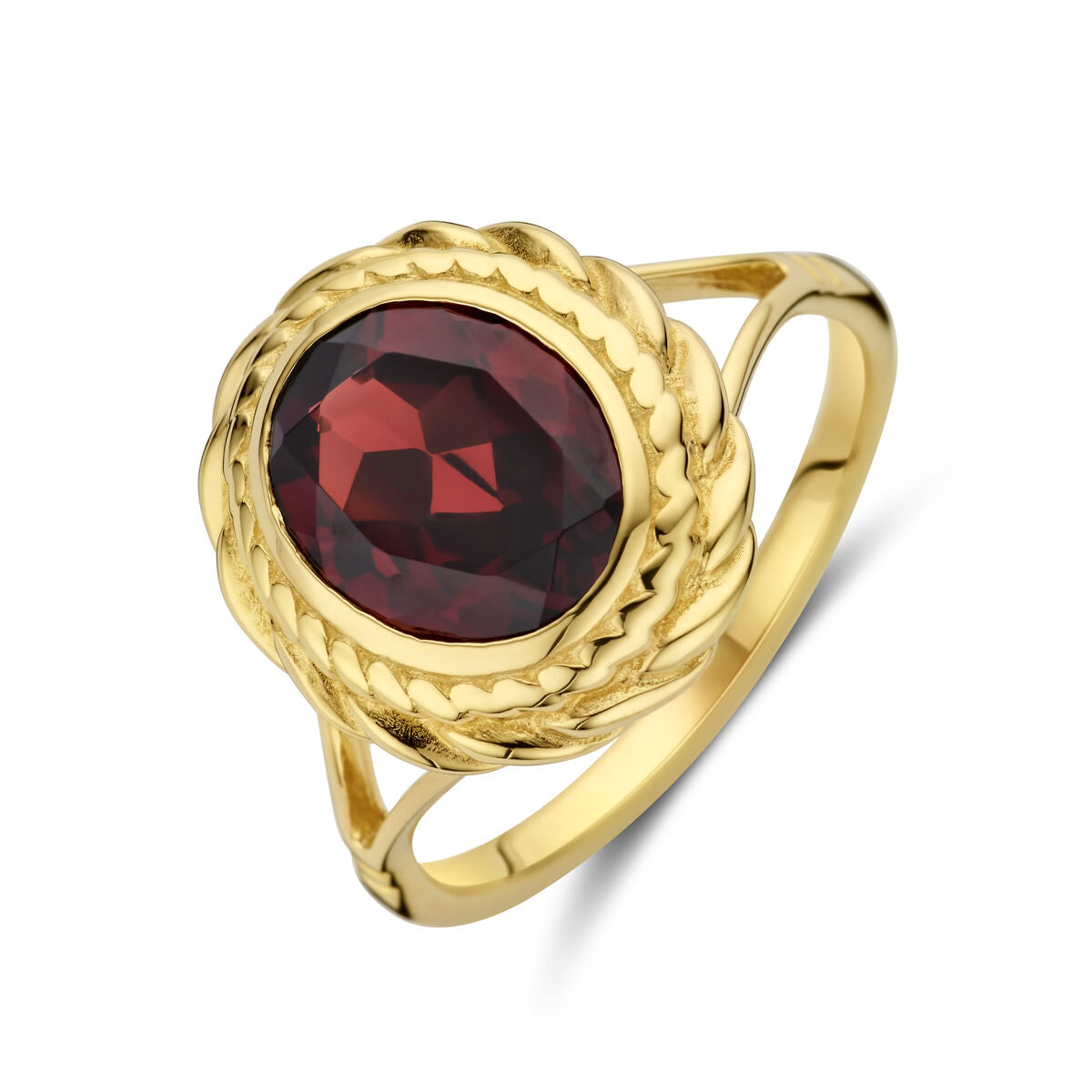 Ring granaat 14K geelgoud