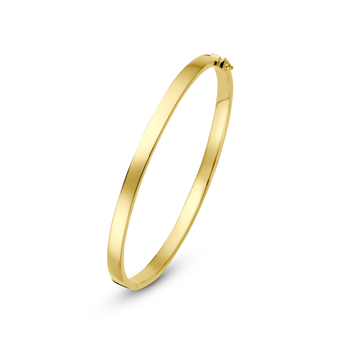 Bangle scharnier vlakke buis massief 4 x 9K geelgoud 60 mm