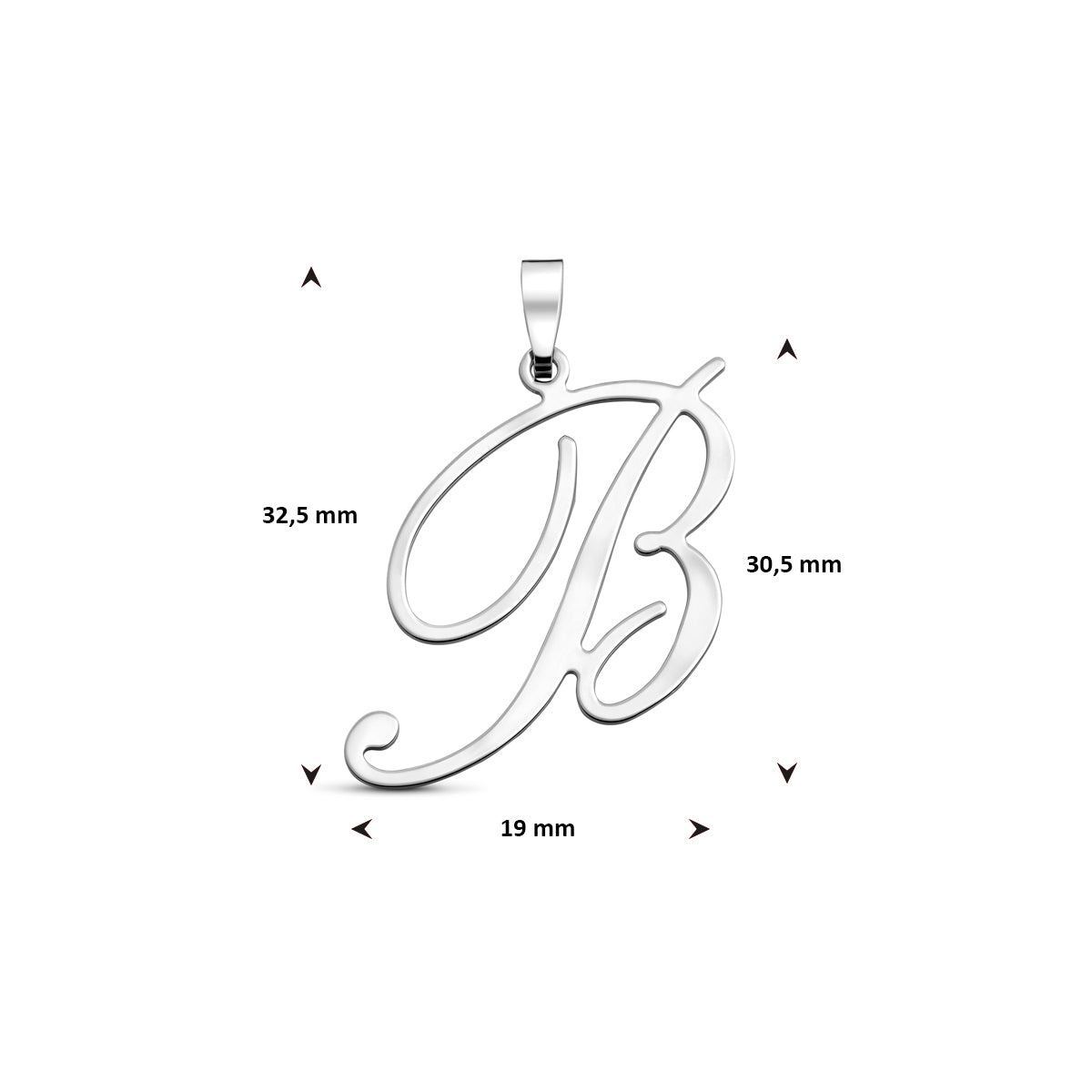 Hanger sierletter B 30,5 mm zilver #Letter_B