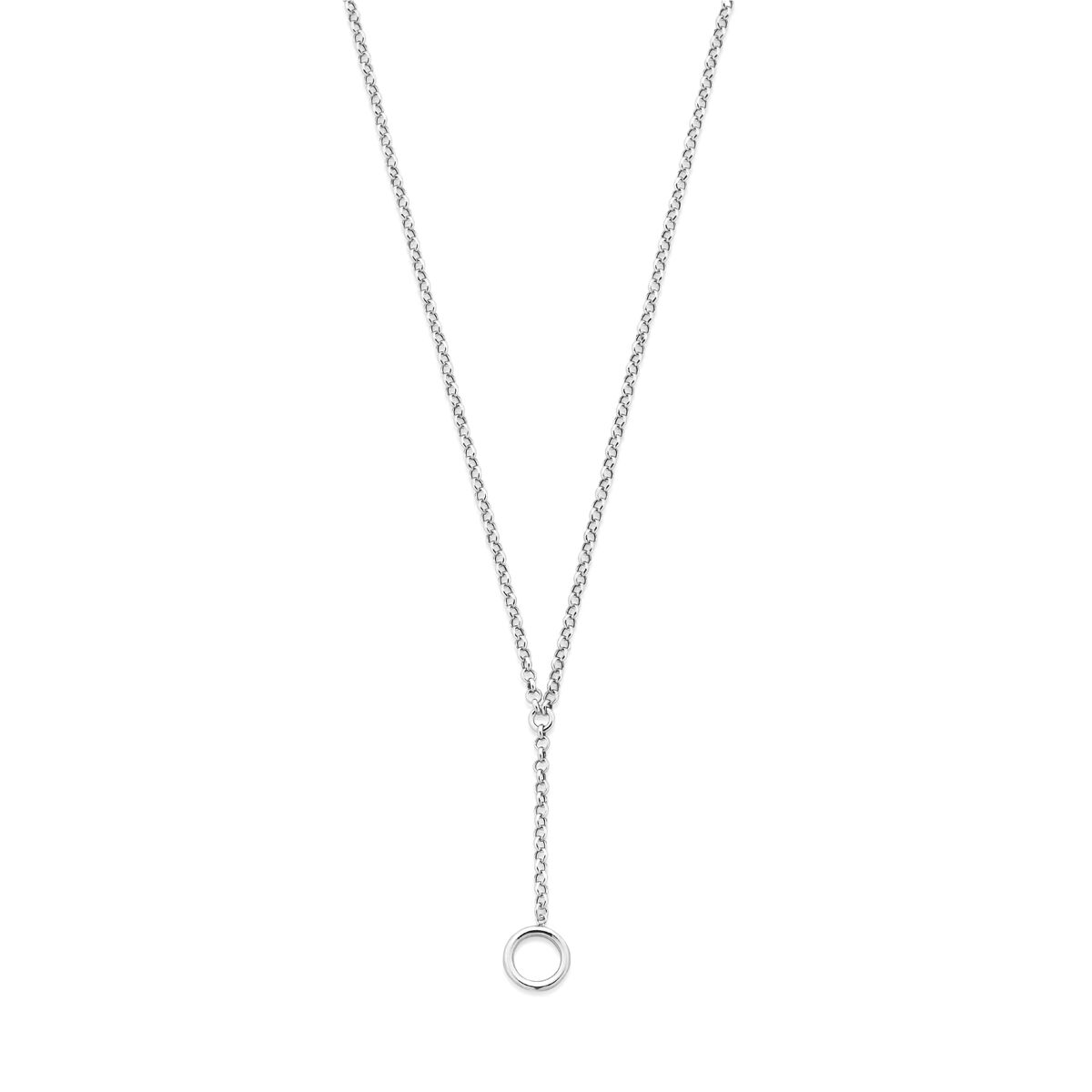 Fantasy Collection Y-collier rondje 42 + 3 cm zilver gerhodineerd