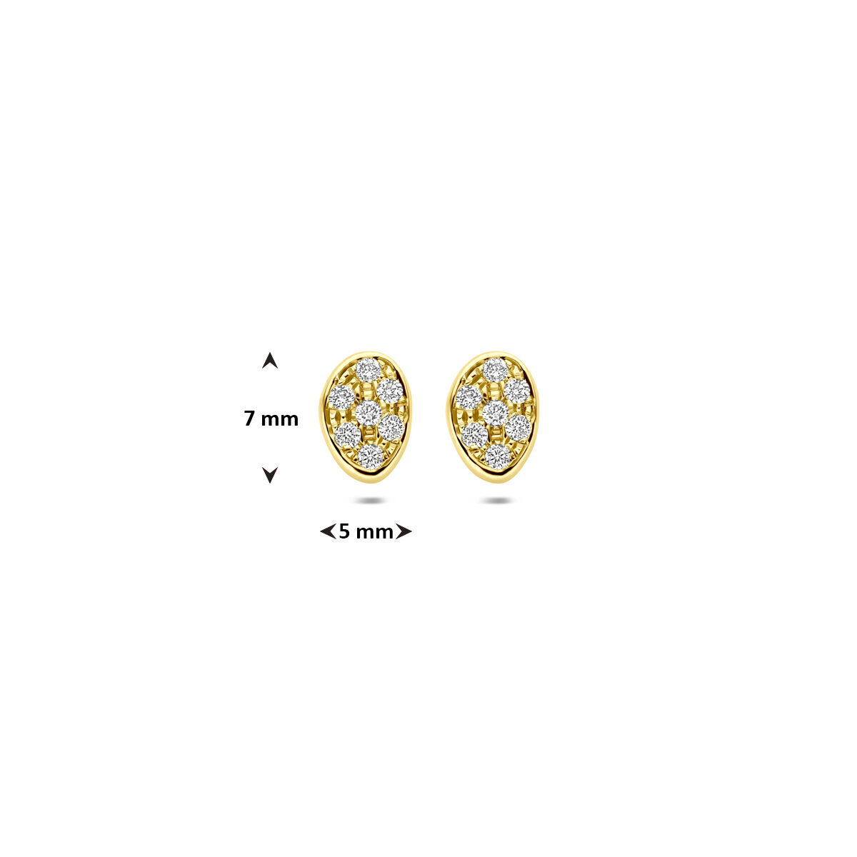 Fantasy Collection Oorbellen diamant 0.14ct (2x 0.07ct) h si 7 mm 14K geelgoud