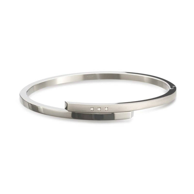 Boccia Titanium Diamant Armband 03041-02 Zilverkleurig 60 mm