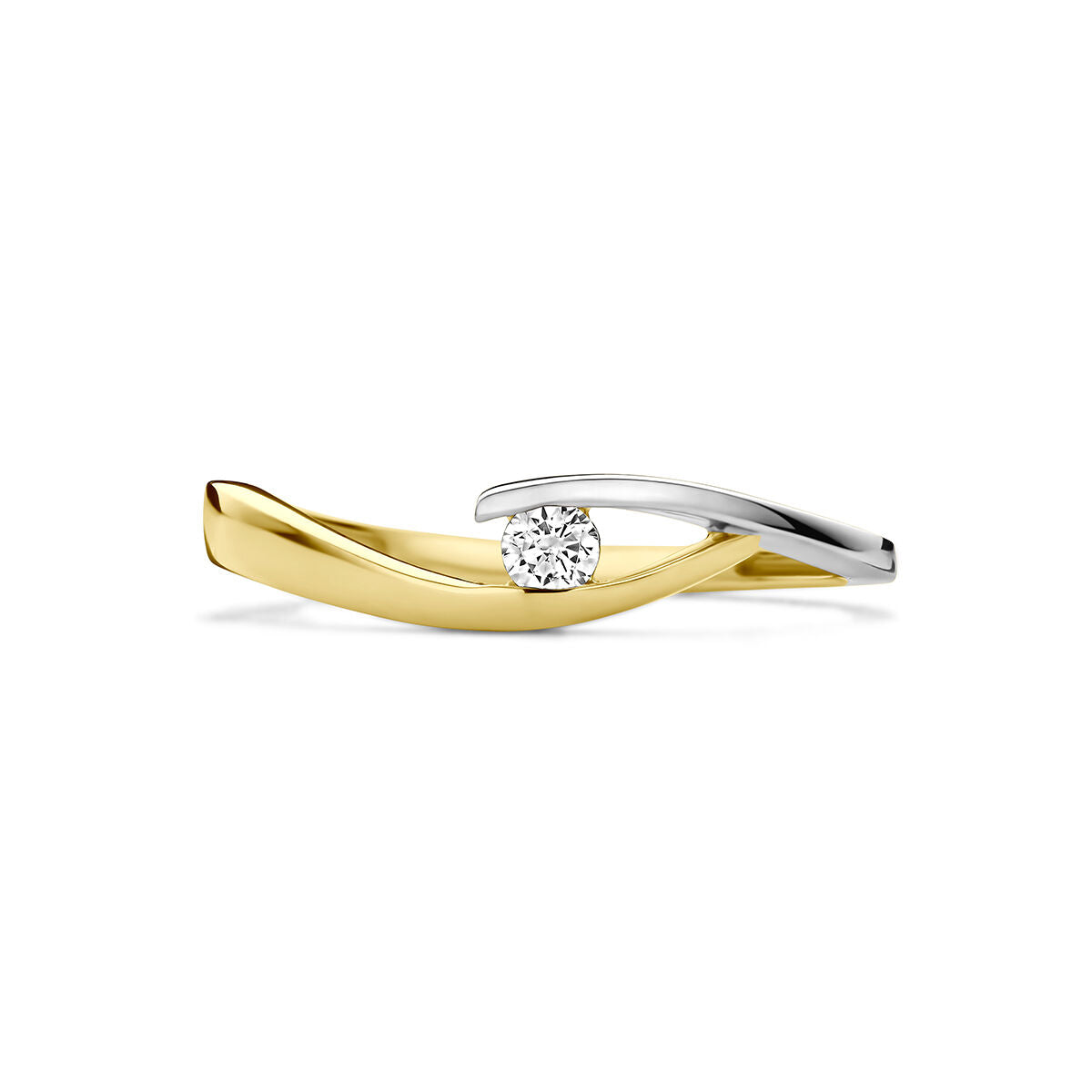 Ring zirkonia 9K bicolor goud