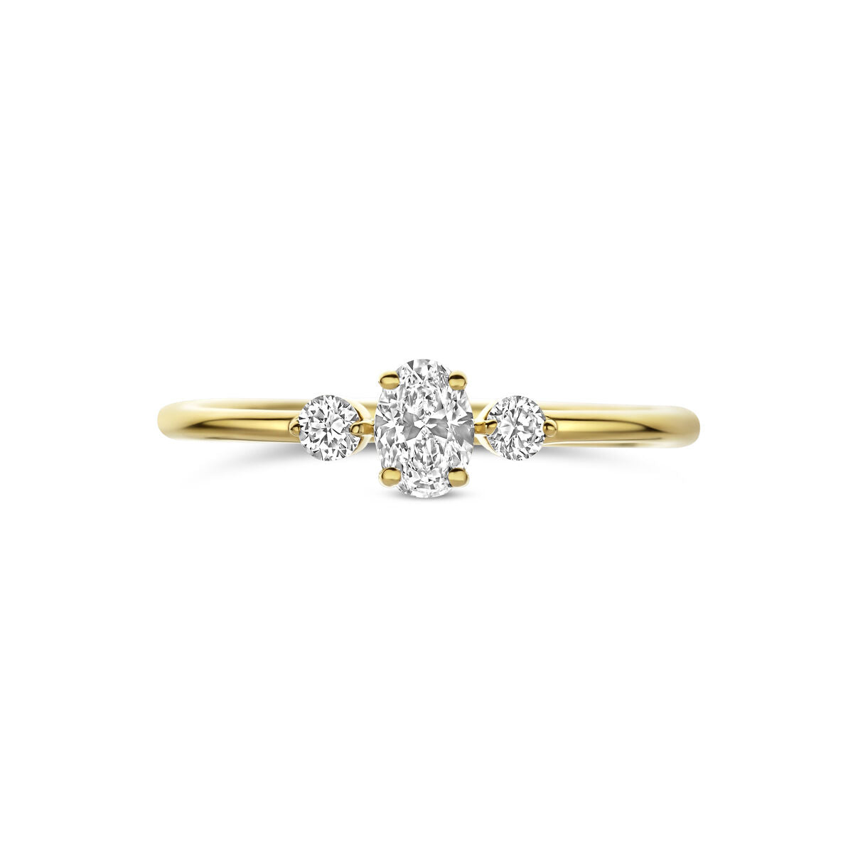 Ring trilogie lab grown diamant 0.34ct f vs 14K geelgoud