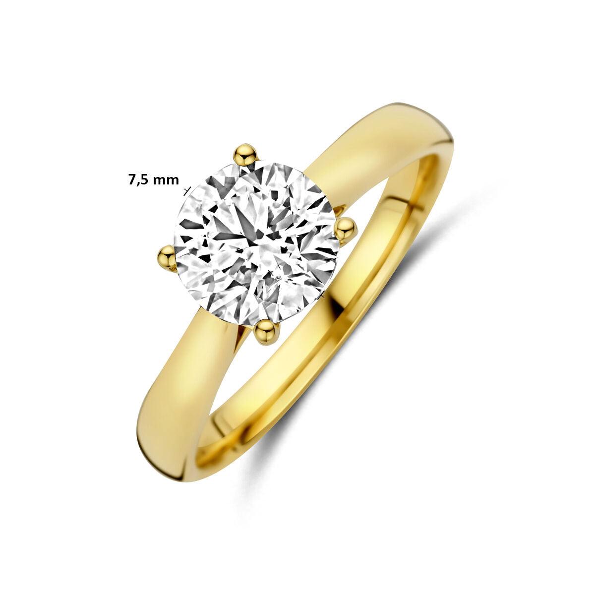 Ring lab grown diamant 1.50ct f vs 14K geelgoud