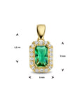 14K geelgoud hanger groen en wit zirkonia halo 4028205 - PansiteNederland.nl