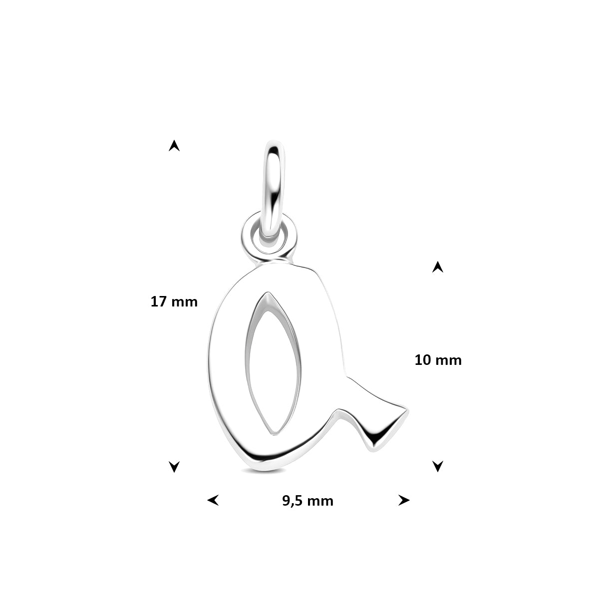 Hanger letter Q 12,5 mm zilver #Letter_Q