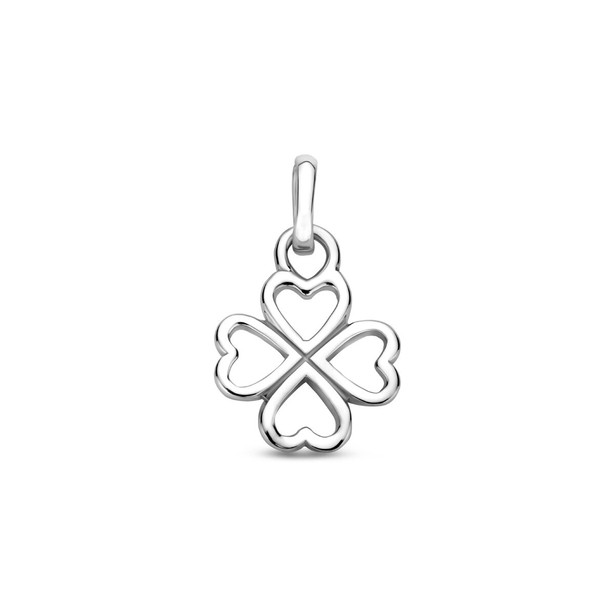 Zilveren gerhodineerde hanger klavertje 17 mm - 1341923 - PansiteNederland.nl