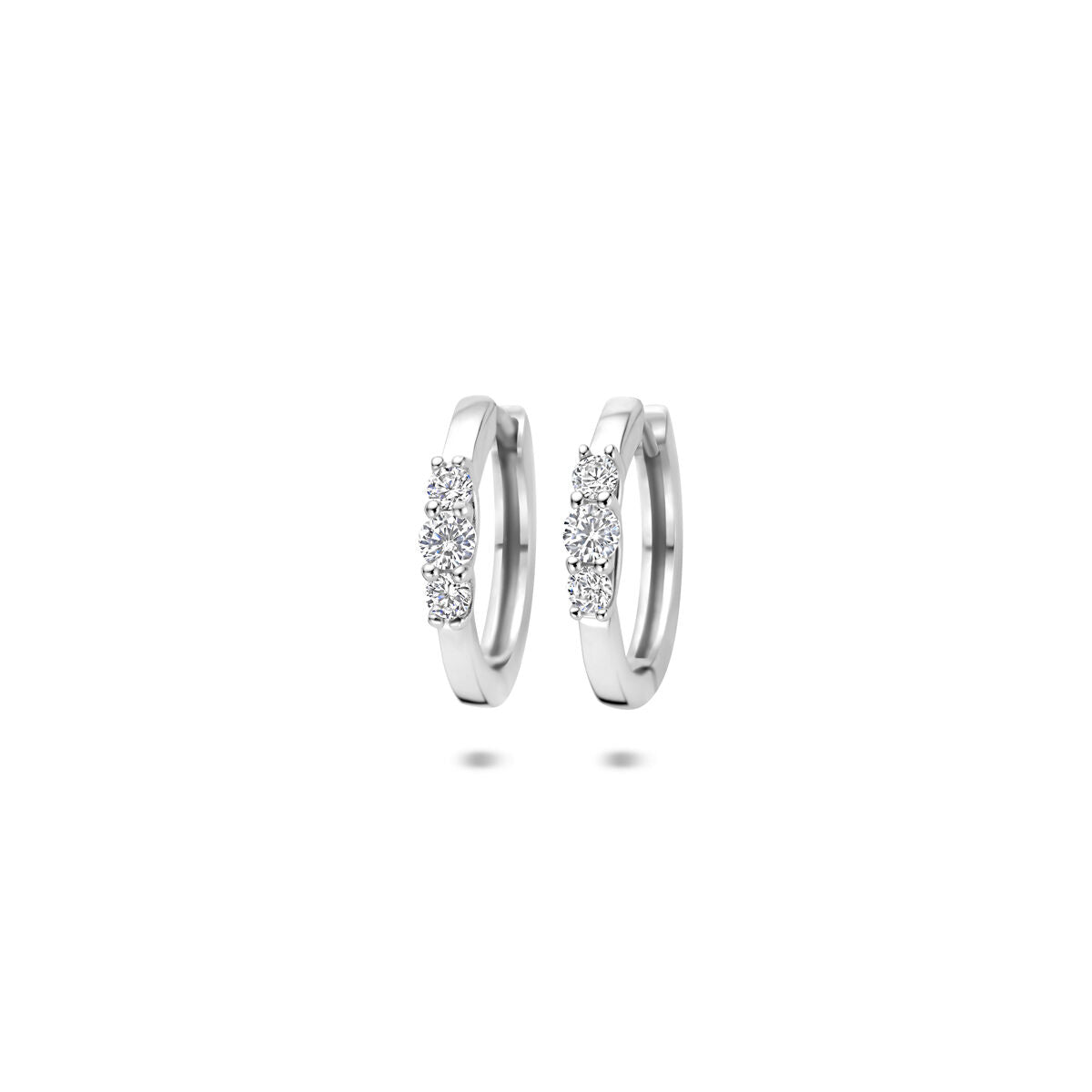 Zilveren gerhodineerde klapoorringen zirkonia 16 mm - 1341232