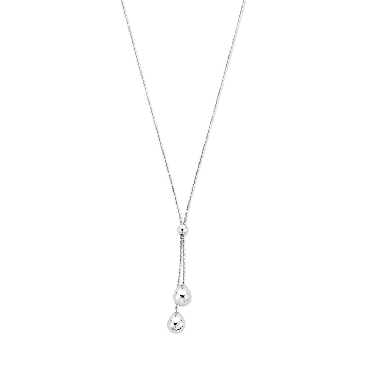 Fantasy Collection Y-collier bolletjes 70 cm zilver gerhodineerd