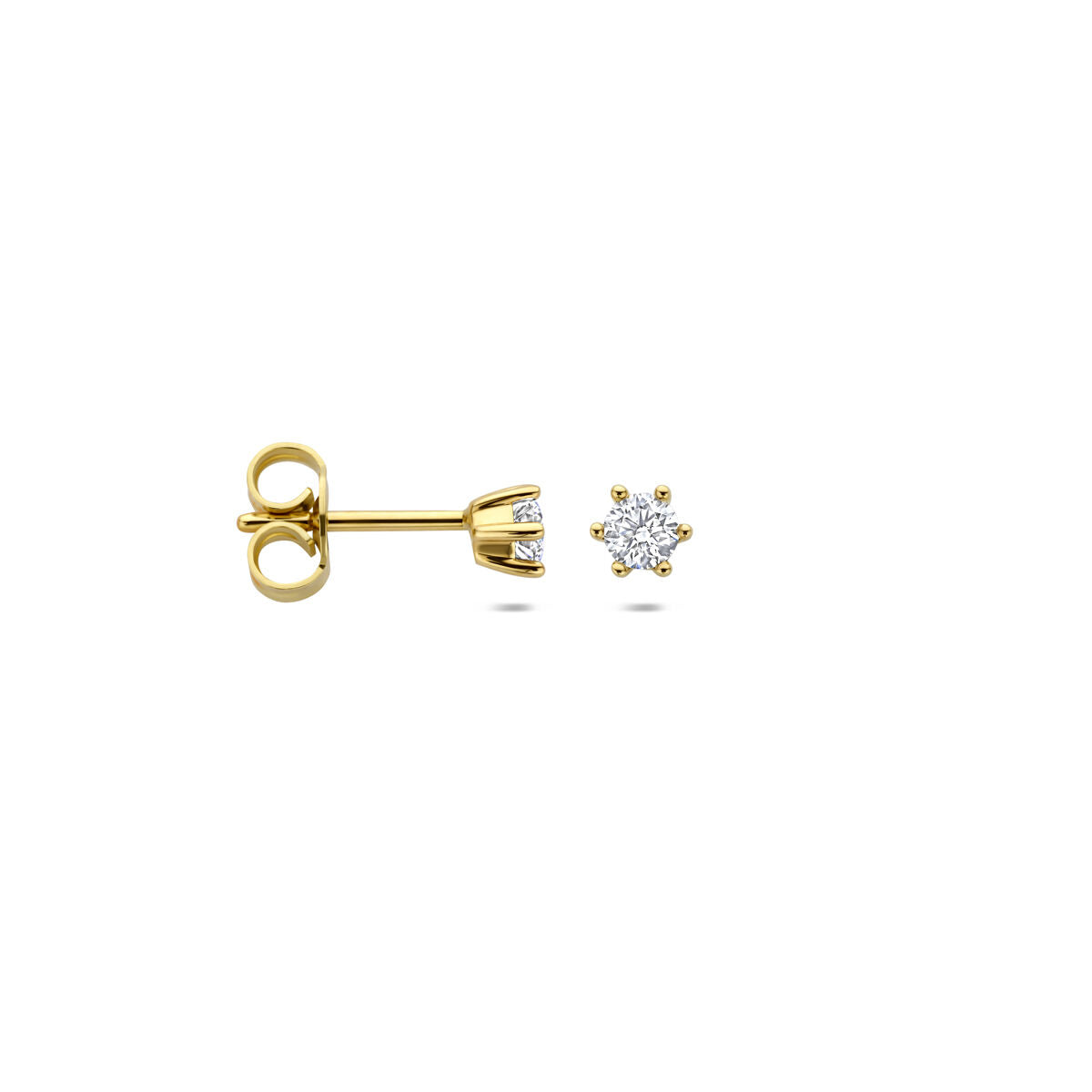 Fantasy Collection Oorbellen lab grown diamant 0.25ct (2x 0.125ct) f vs 4 mm 14K geelgoud