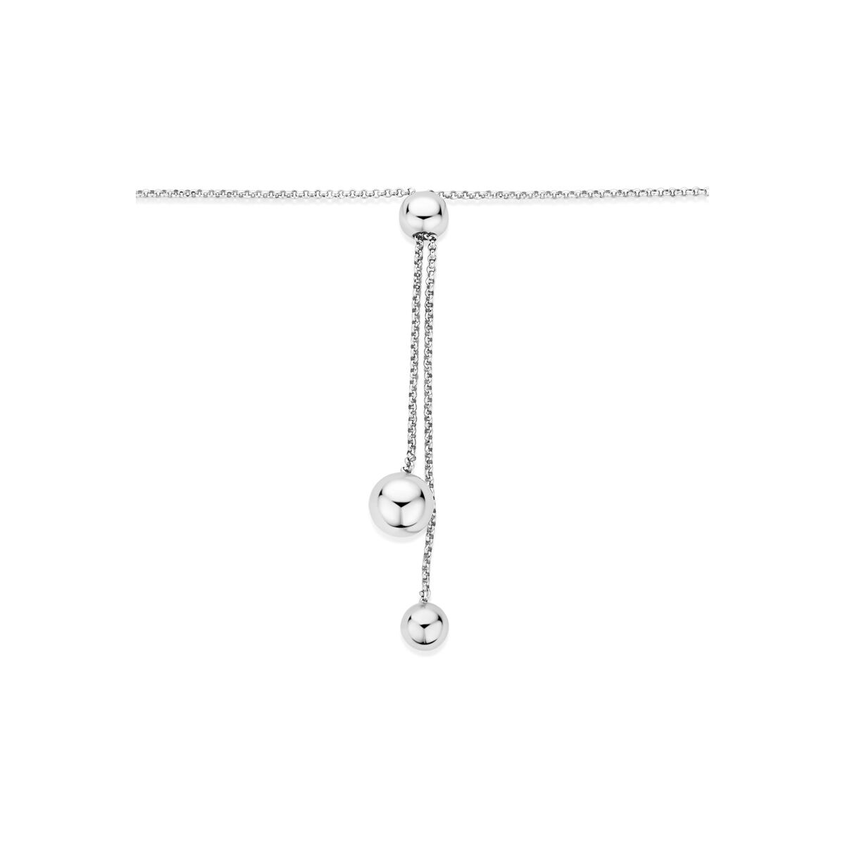 Fantasy Collection Y-collier bolletjes 76 cm zilver gerhodineerd