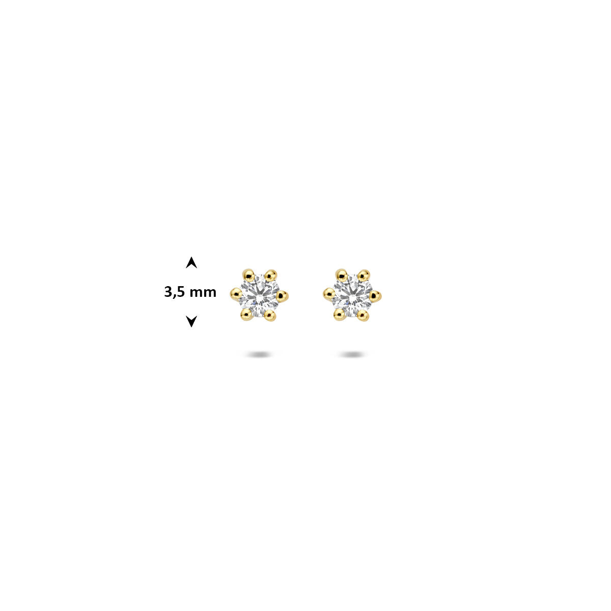Fantasy Collection Oorbellen lab grown diamant 0.10ct (2x 0.05ct) g vs 3 mm 14K geelgoud