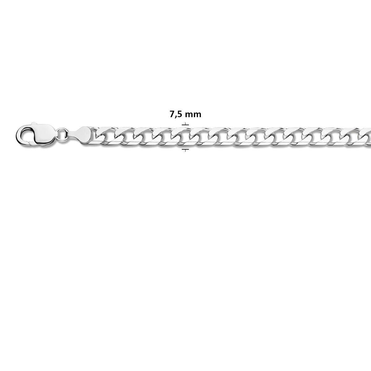 Fantasy Collection Gourmette 8 zijdes geslepen 7,5 mm zilver wit