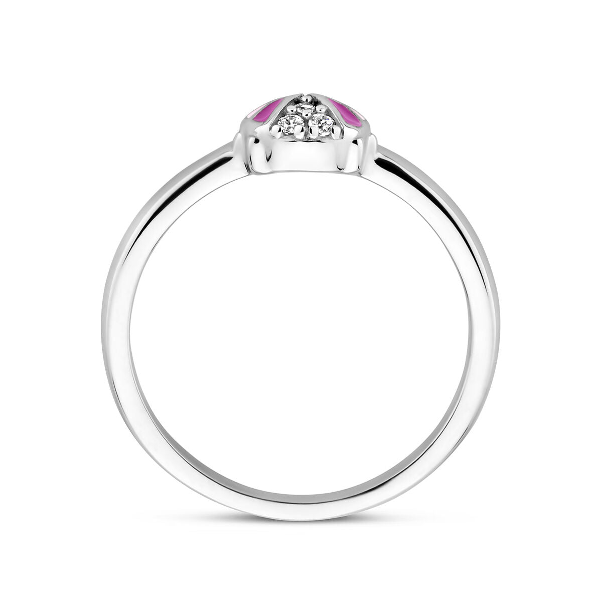 Ring lieveheersbeestje zirkonia emaille zilver