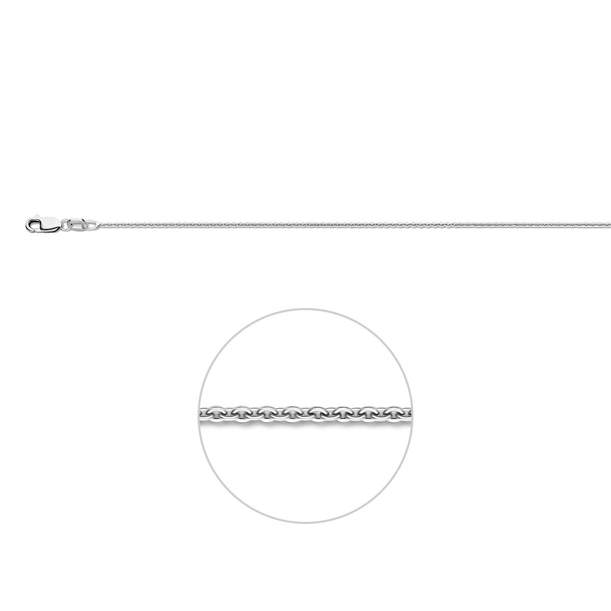 Anker rond 1,1 mm zilver gerhodineerd