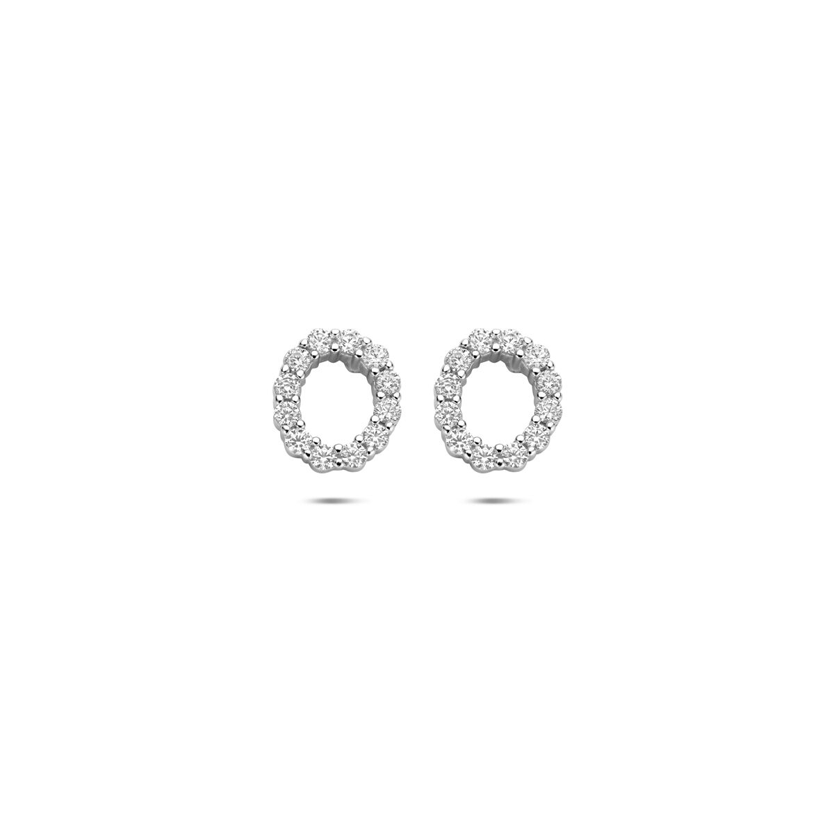 Zilveren gerhodineerde oorknoppen zirkonia 8 mm - 1341351