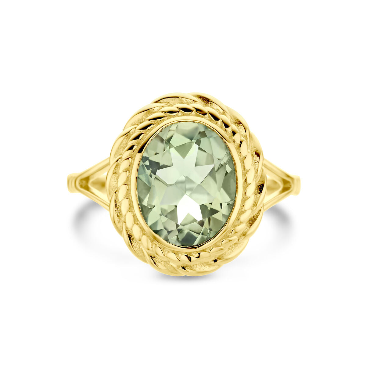 Ring groen amethist 14K geelgoud