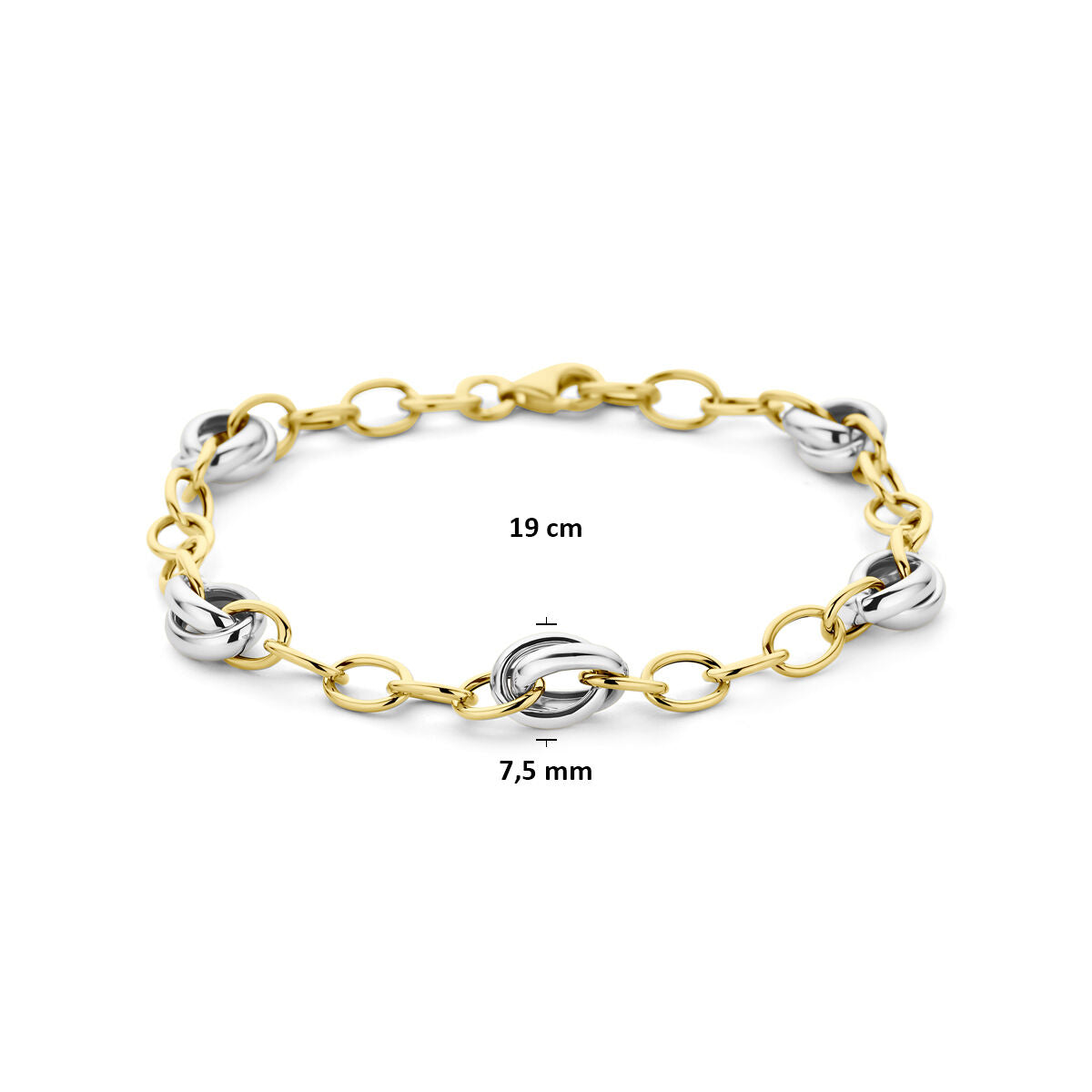 Armband 7,5 mm 19 cm 14K bicolor goud geel/wit