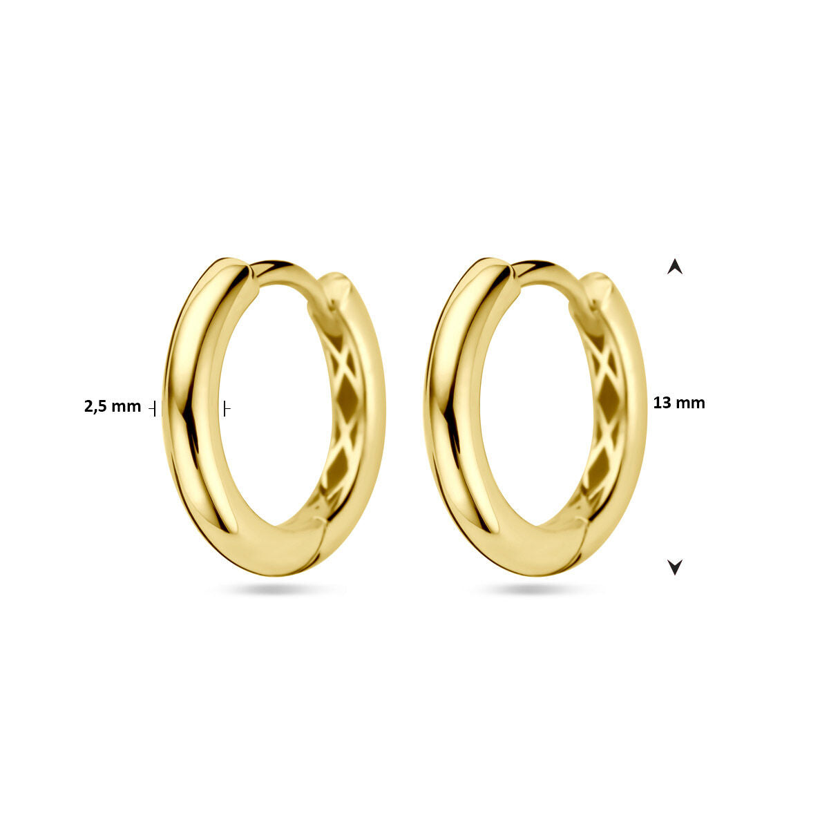 Klapoorringen 9K geelgoud 13 mm
