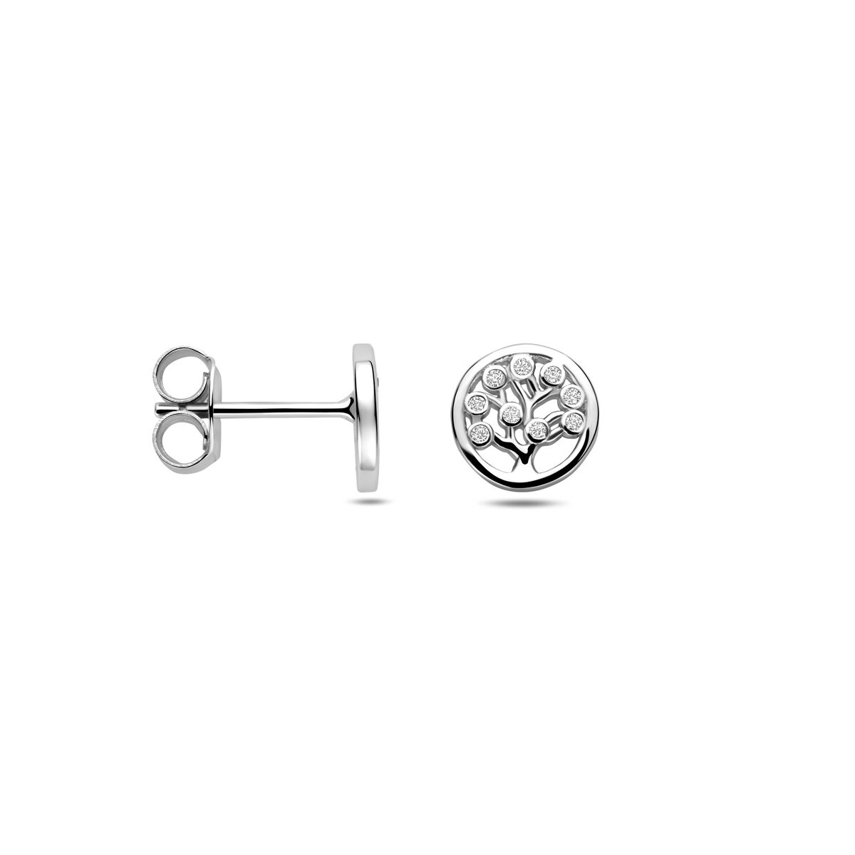 Zilveren gerhodineerde oorknoppen zirkonia 8 mm - 1341562
