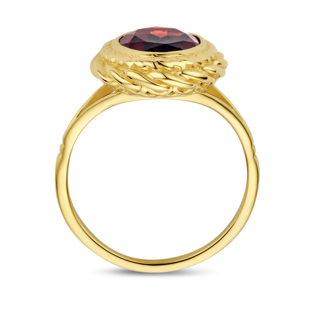 Ring granaat 14K geelgoud