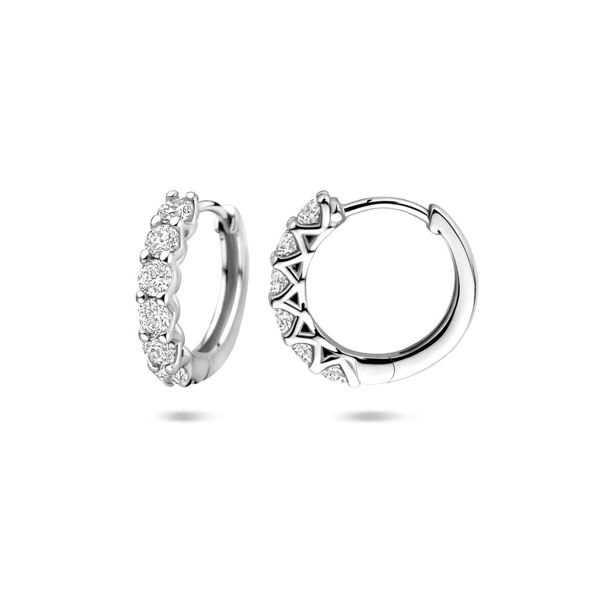 Zilveren gerhodineerde klapoorringen zirkonia 14,5 mm - 1341717