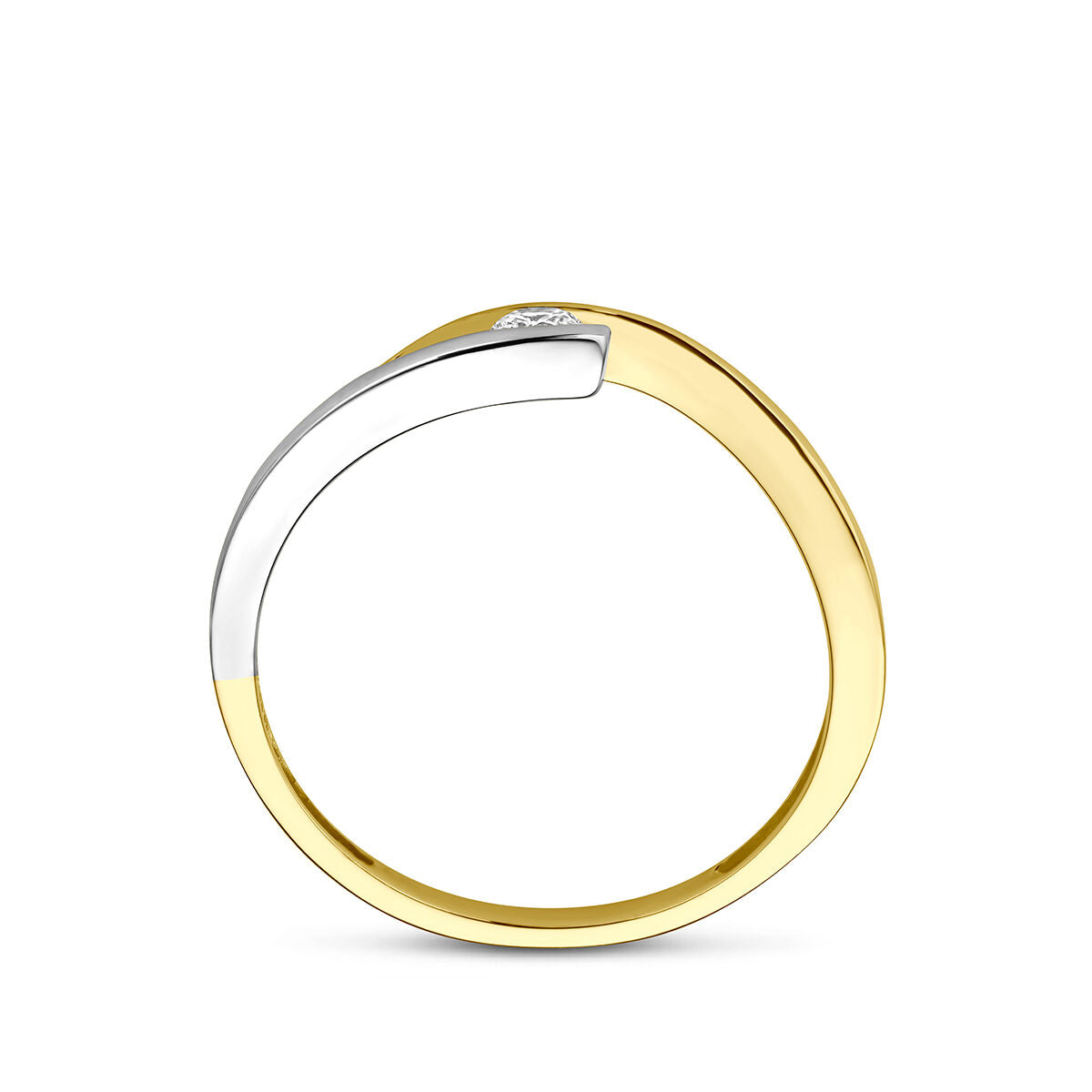 Ring zirkonia 9K bicolor goud