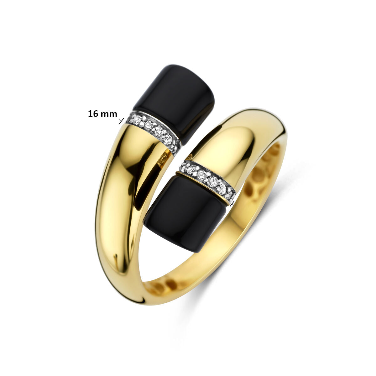 Fantasy Collection Ring onyx diamant 0.07ct h si 14K geelgoud
