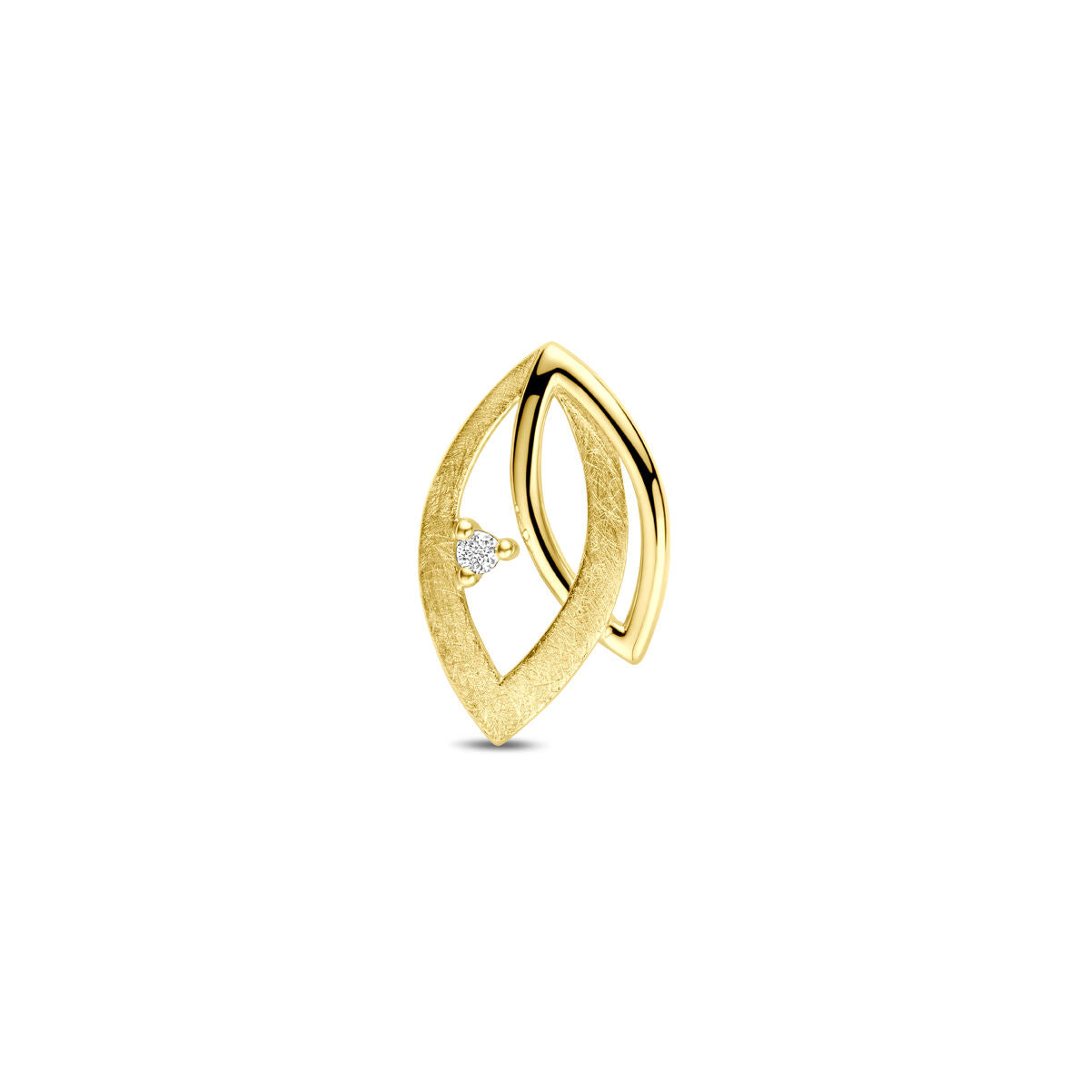 14K geelgouden hanger poli/mat diamant 0.02ct h si 15,5 mm - 4034619 - PansiteNederland.nl