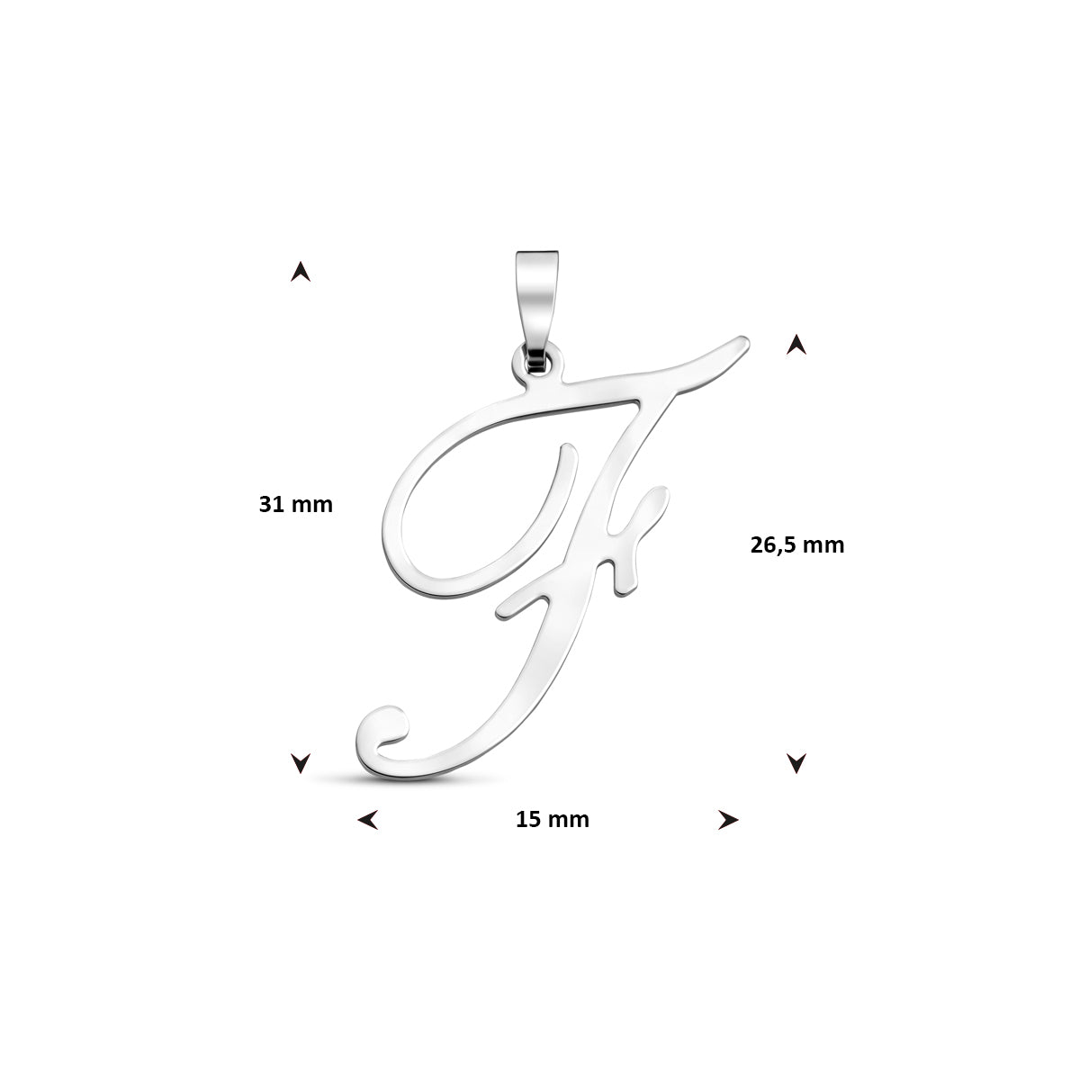 Hanger sierletter F 26,5 mm zilver #Letter_F