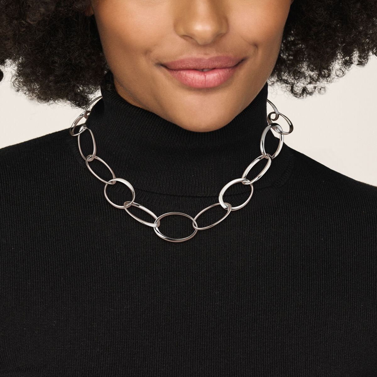 Fantasy Collection Collier 23 mm 48 + 3 cm zilver gerhodineerd