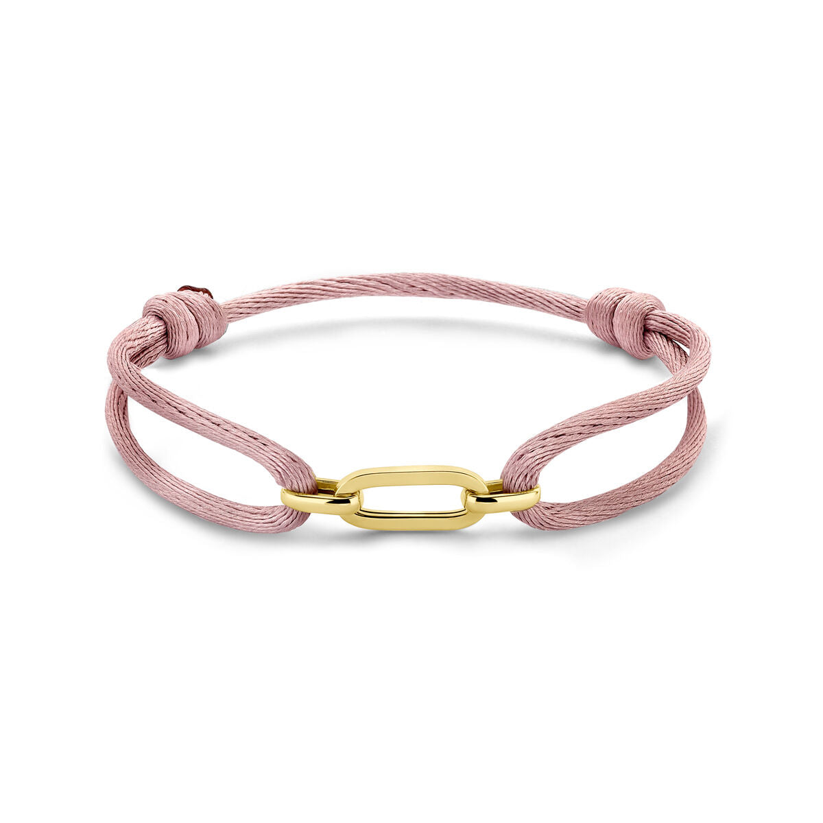 Fantasy Collection Armband satijn zacht roze 13 - 26 cm 14K goud met rubber/nylon/leer