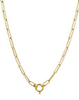 14K geelgoud collier paperclip ronde buis 4,0 mm 45 cm met groot springslot 4024680