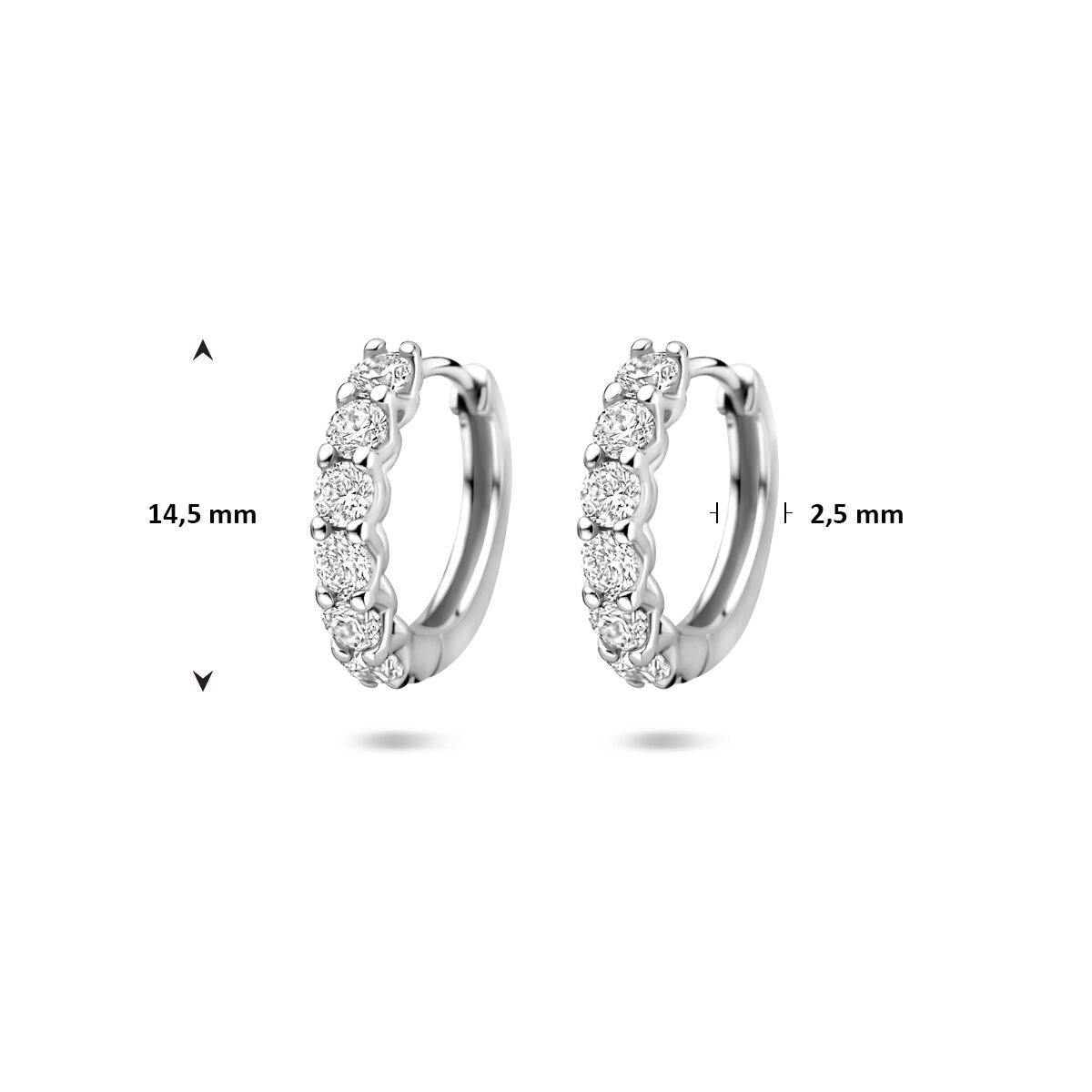 Zilveren gerhodineerde klapoorringen zirkonia 14,5 mm - 1341717