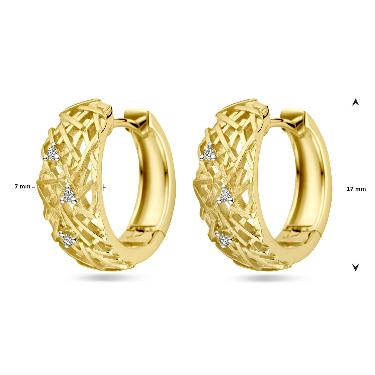 Fantasy Collection Oorbellen diamant 0.05ct (2x 0.025ct) h si bicolor gestift 14K geelgoud