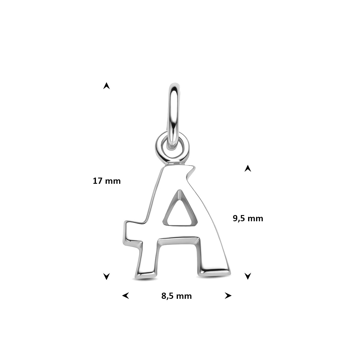 Hanger letter A 13 mm zilver #Letter_A
