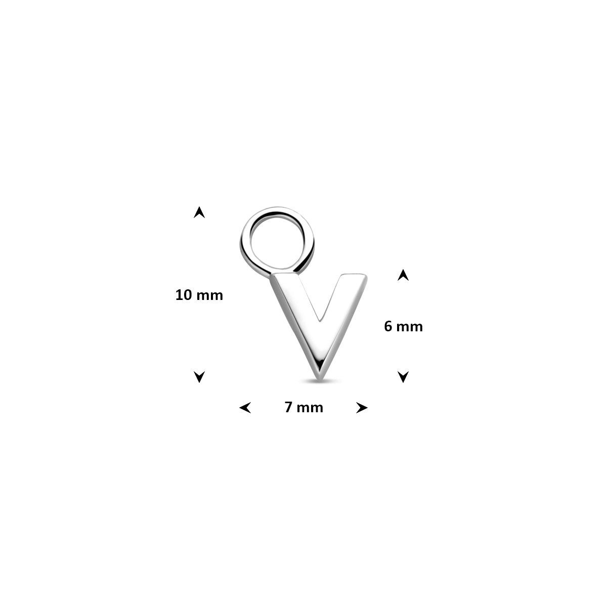 Oorringhanger letter V 6 mm zilver #Letter_V