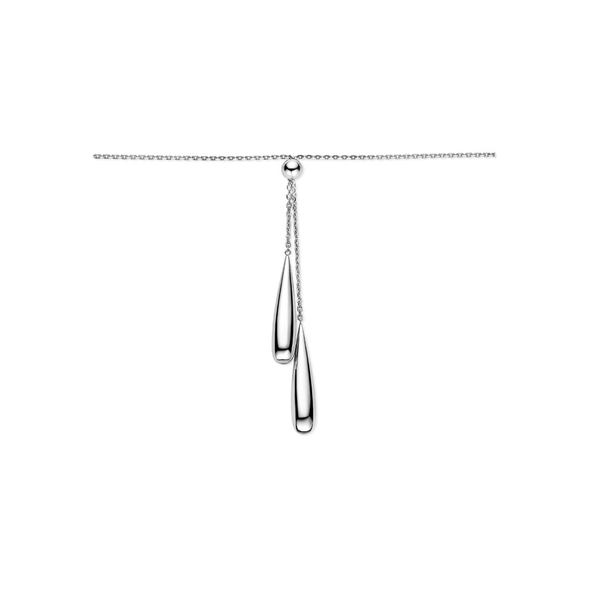 Fantasy Collection Y-collier druppels 70 cm zilver gerhodineerd